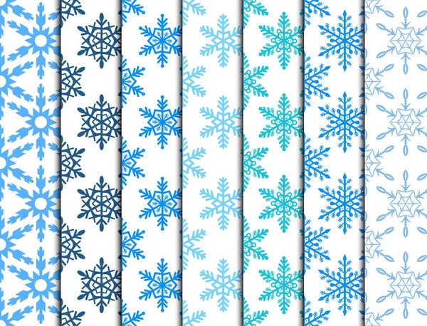 Copo de nieve patrón sin costuras Feliz Navidad y Feliz Año Nuevo vacaciones de invierno fondo papel decorativo vector ilustración . — Vector de stock