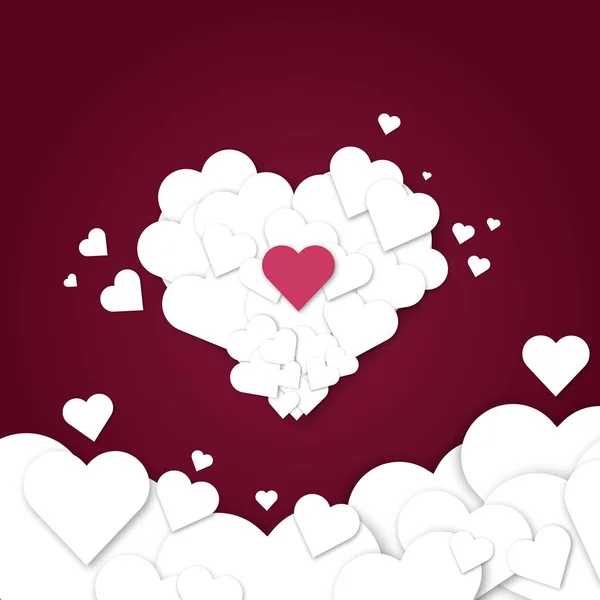 Papier Herzen Valentinstag Vektor Liebe Kunst Karte Origami-Stil romantischen Urlaub Hintergrund Romantik kreative Illustration. — Stockvektor