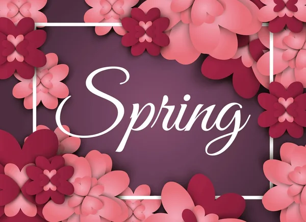 花紙春のバナーは花折り紙の花束自然ベクトル休日背景をカット. — ストックベクタ