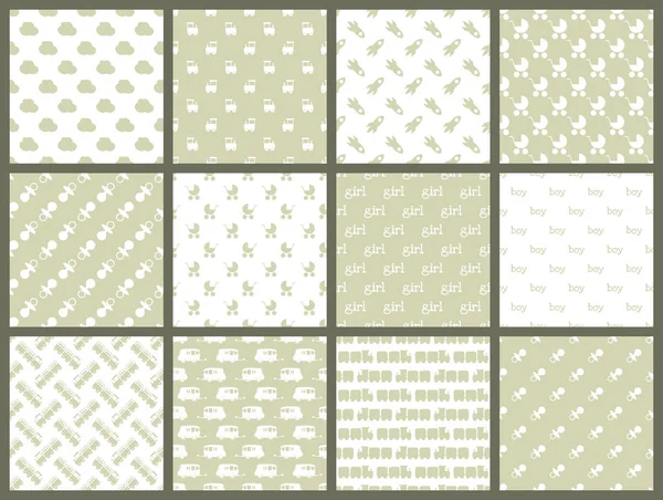 Baby shower toys seamless pattern background vector cute wallpaper scrapbook newborn textile paper illustration. — Stockvector