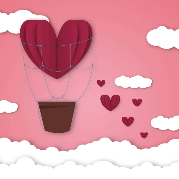 Вектор на день Святого Валентина любовная открытка оригами стиль романтический праздник фон романтический роман творческая иллюстрация . — стоковый вектор