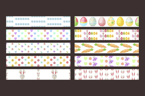 Húsvéti vektor zökkenőmentes szalagok tervezési minta holiday dekoráció tavasz ünnepe — Stock Vector