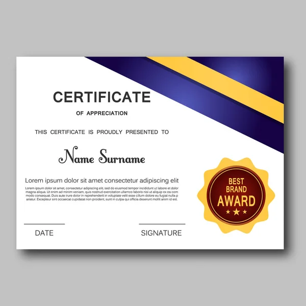 Certificaat van waardering sjabloon trendy geometrisch ontwerp award prestatie elegante succes diploma business ontwerp vectorillustratie. — Stockvector