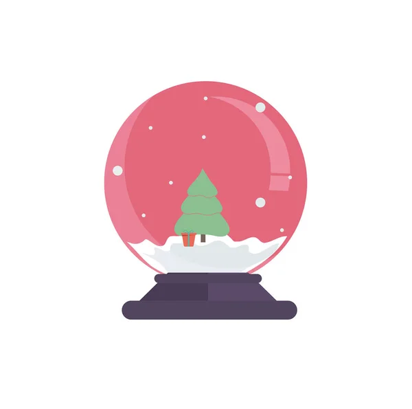 Navidad Bola de nieve con la nieve que cae, ilustración — Vector de stock