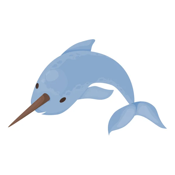 Cute narwal morze wieloryb charakter wektor ilustracja. — Wektor stockowy