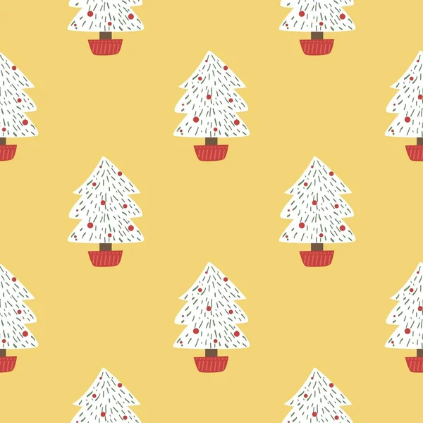 Árboles de pino de Navidad sin costura patrón vector — Archivo Imágenes Vectoriales