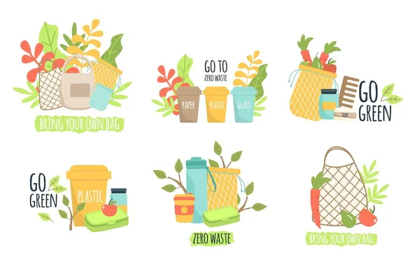 Zero Waste Recycling Ökologie Schutz Vektor Illustration. — Stockvektor