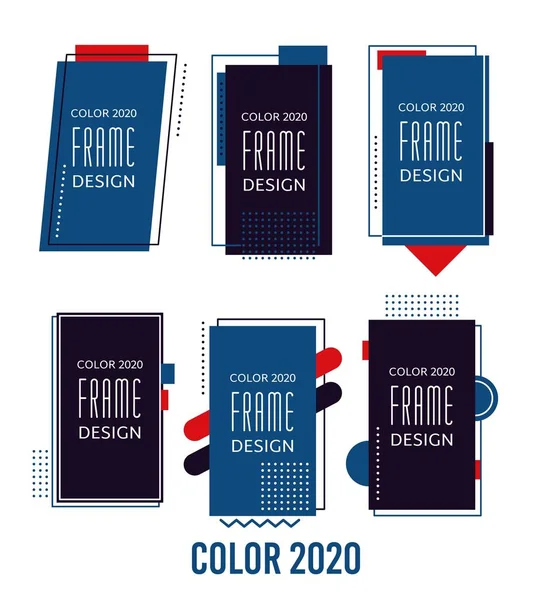 Frames abstract design classic blue color of the year. Vector border template. — Stock Vector