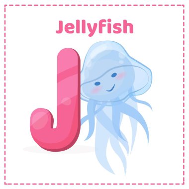 J harfli alfabe yazdırılabilir bilgi kartı vektörü