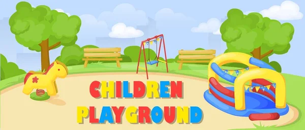 Lekplats för barn. Park och lekplats tecknad film, vektor konst och illustration. — Stock vektor