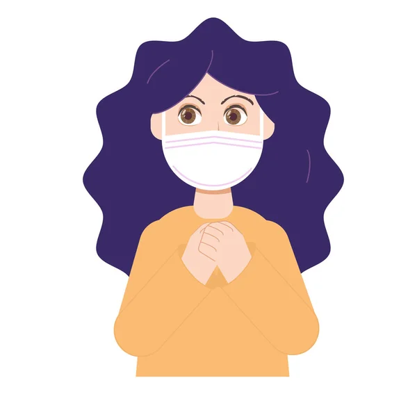 ウイルスの概念図を停止します マスクの女性医師 ウイルスからのシールドとマスク保護は 微生物の特性を感染させます 中国のコロナウイルス危険生物 病原菌の流行 — ストックベクタ