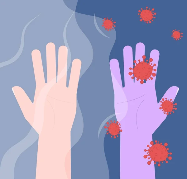 コロナウイルス菌から手をきれいに保護. — ストックベクタ