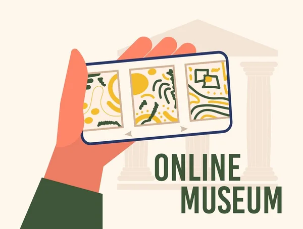 Museum exhibit online concept. — Stock Vector