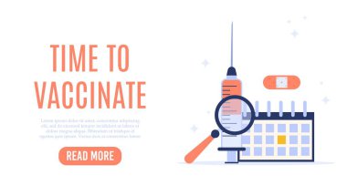 Aşılama konsepti metin yeri sayfası. Vektör tıbbi illüstrasyon.