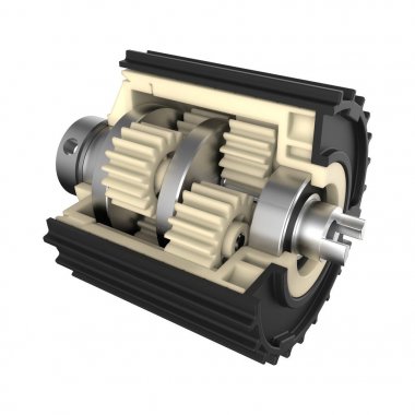 Gezegensel dişli. 3D çizim.