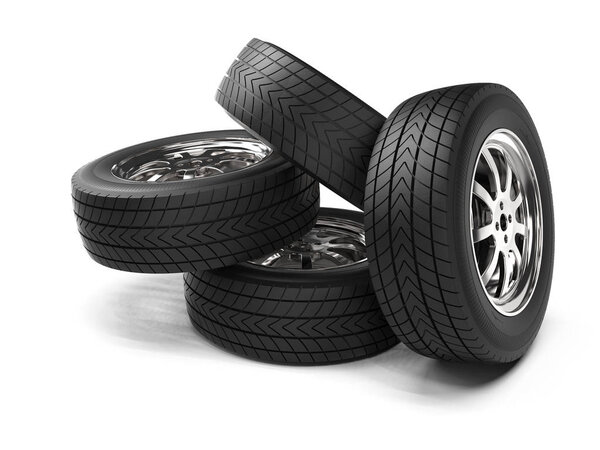 Car wheels. 3D illustration.