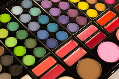 Göz farı paleti. Dekoratif kozmetik. Makyaj fırçaları