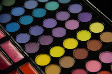 Göz farı paleti. Dekoratif kozmetik. Makyaj fırçaları