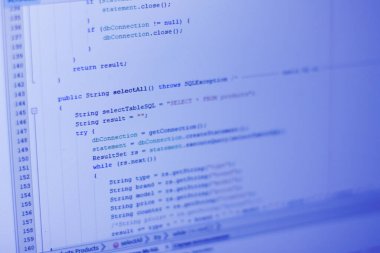 Java programlama dilindeki kod. Program kodunun parçası makro