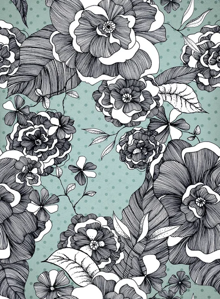 Papier structure fond avec motif floral — Photo