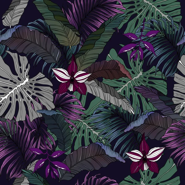 Seamless Tropical Jungle Leaves Background