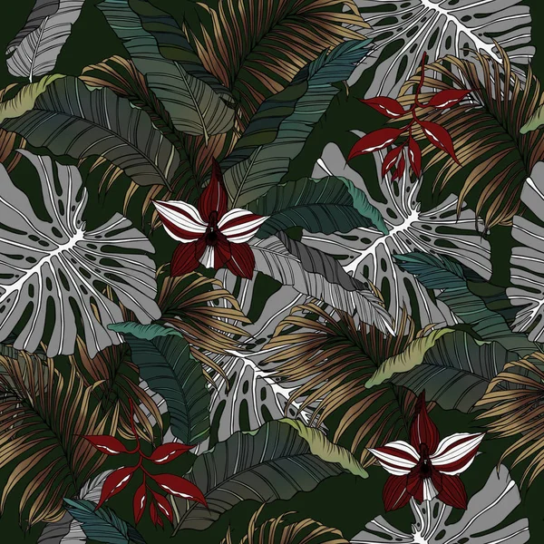 Bezszwowe tropikalnej dżungli liści tło — Zdjęcie stockowe