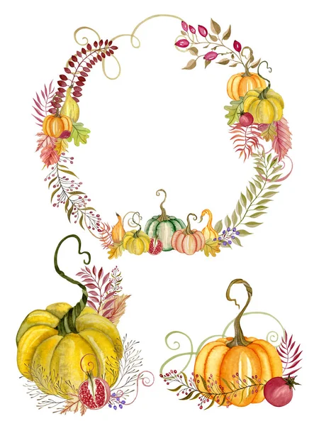 Färgglada hösten akvarell illustrationer — Stockfoto