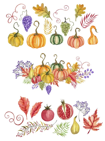 Coloridas ilustraciones de acuarela de otoño —  Fotos de Stock