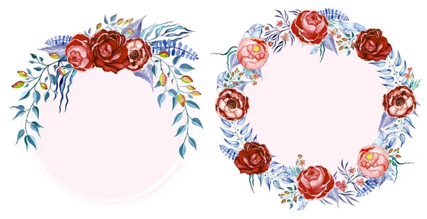 Acuarela dibujada a mano rosas clip art —  Fotos de Stock