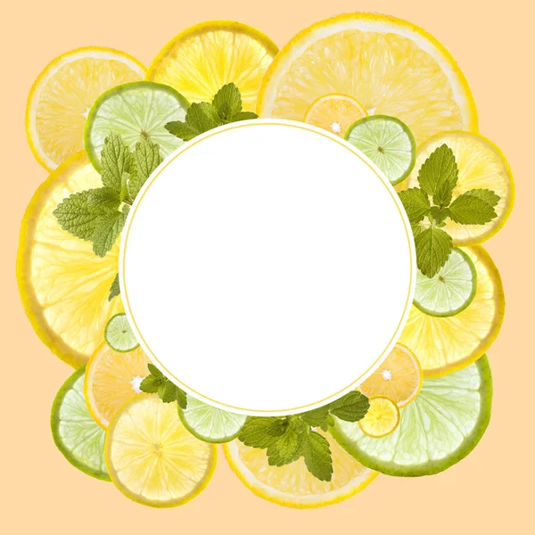 Taze portakal, limon ve kireç arka plan — Stok fotoğraf