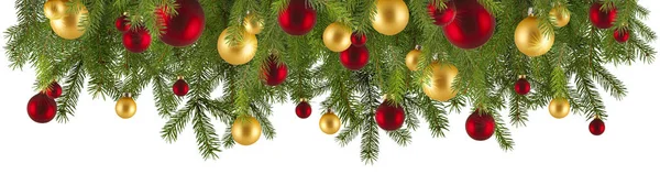 Christmas garland med ornament isolerade — Stockfoto