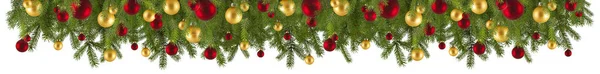 Kerst slinger met versieringen geïsoleerd — Stockfoto