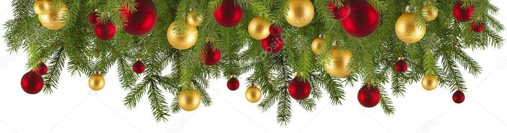 Christmas garland with ornaments isolated 