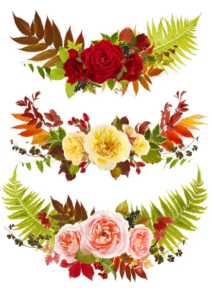 Rosa flor ramo clip arte con hojas individuales —  Fotos de Stock