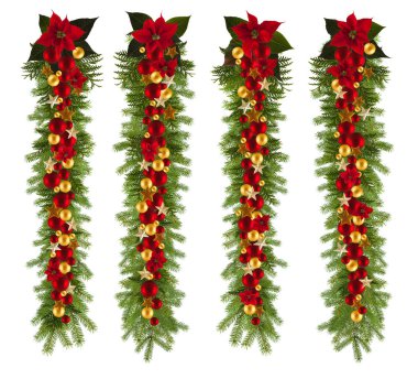 Altın yıldız ve poinsetta Noel çelenk arka plan