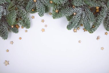 Senin metin için yer ile izole çam dalları Noel dekorasyon