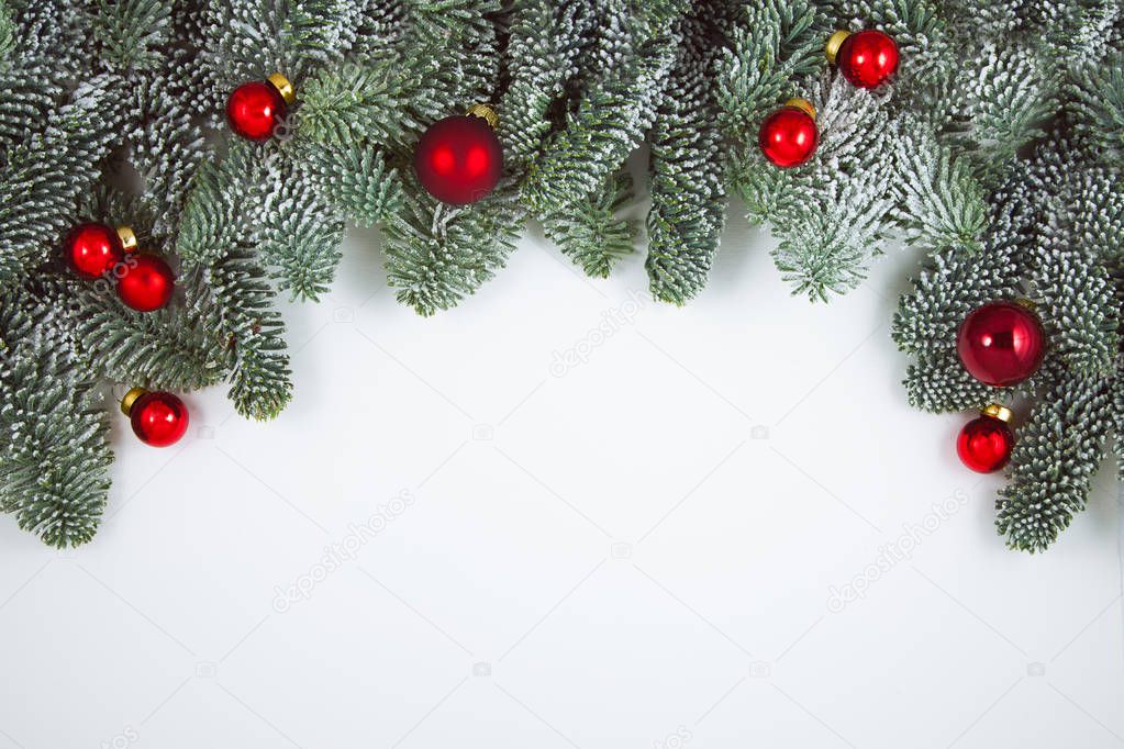 Christmas decoration on white, can be used as background for seasons greetings
