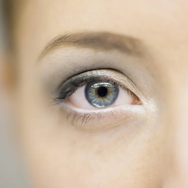 Schöne Frau Auge Aus Nächster Nähe Mit Make — Stockfoto