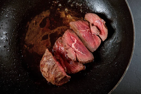 Carne Fresca Cordero Fríe Sartén Medio Raro Sabroso — Foto de Stock