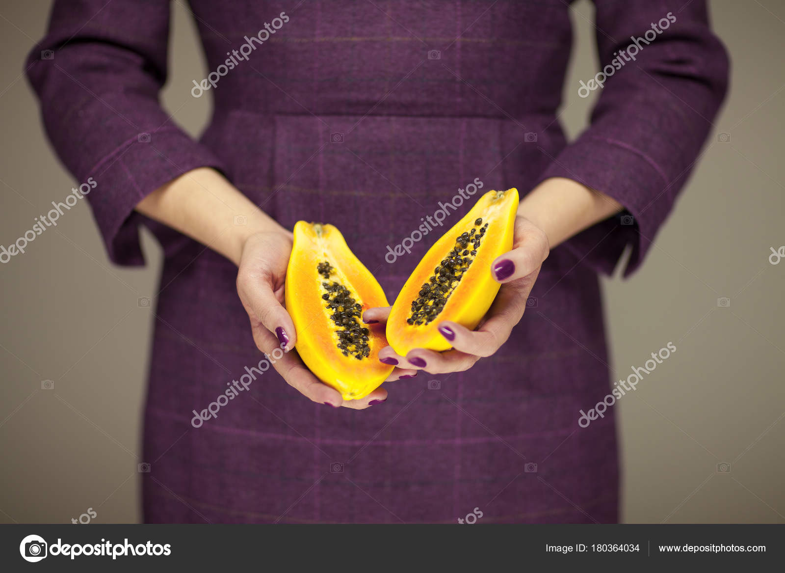 Woman Hands Holding Some Papayas Sensual Studio Shot Can Used Stock Photo by ©piolka 180364034