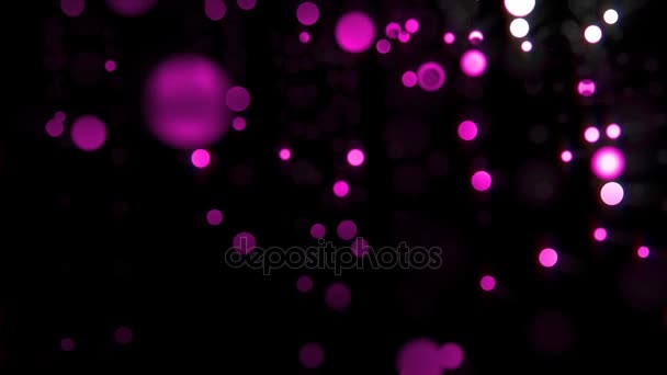 Violett Ungu Glamor Cahaya Bokeh Partikel Gerak Jatuh Malam Hitam — Stok Video