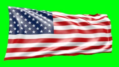 Amerikan flagg, Rüzgar, yeşil ekran üzerinde hareket 3D animasyon arka plan olarak kullanılabilir
