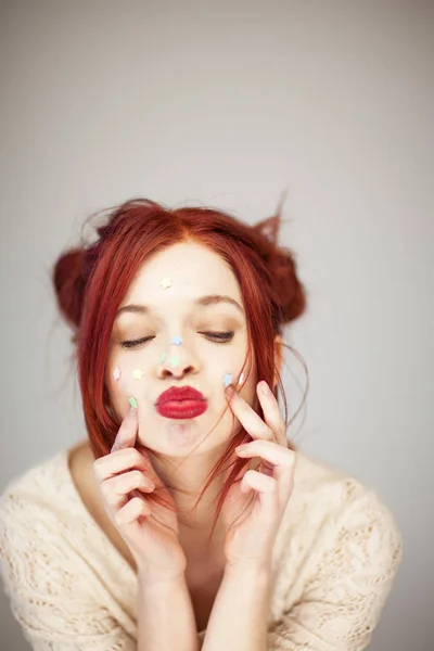 Beautiful Self Confident Funny Little Woman Girl Having Fun Colorful — Stock Photo, Image