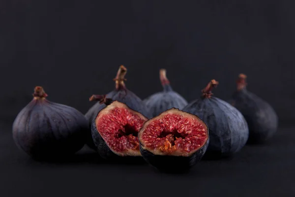 Fresh Ripe Figs Rustic Food Photography Slate Plate Kitchen Table — Stock Photo, Image