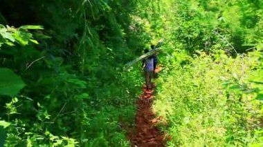 uzun bambu dalları taşıyıcı