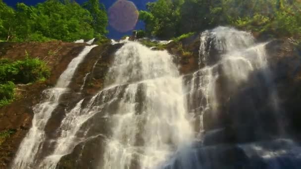 Closeup Foamy Mountain River Waterfall — Stock Video