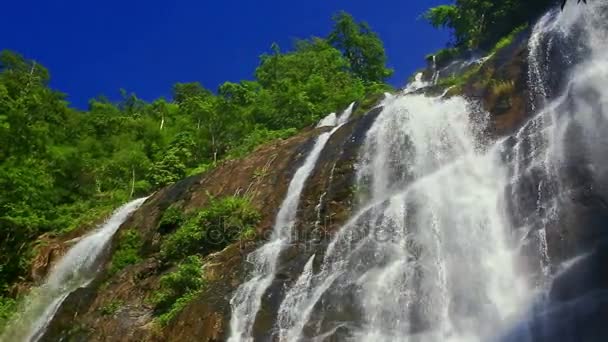 Schäumender Gebirgsfluss-Wasserfall — Stockvideo