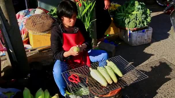 Mercado callejero tradicional en Vietnam — Vídeo de stock