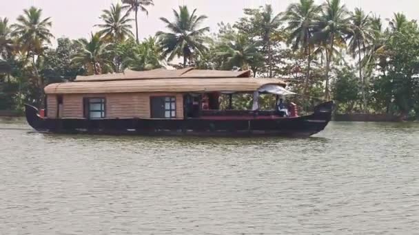 Brown wooden floating house — Stock Video