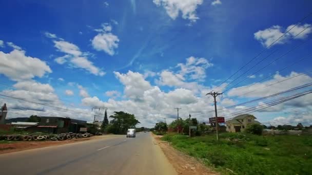Camera moving along rural village — Stock Video